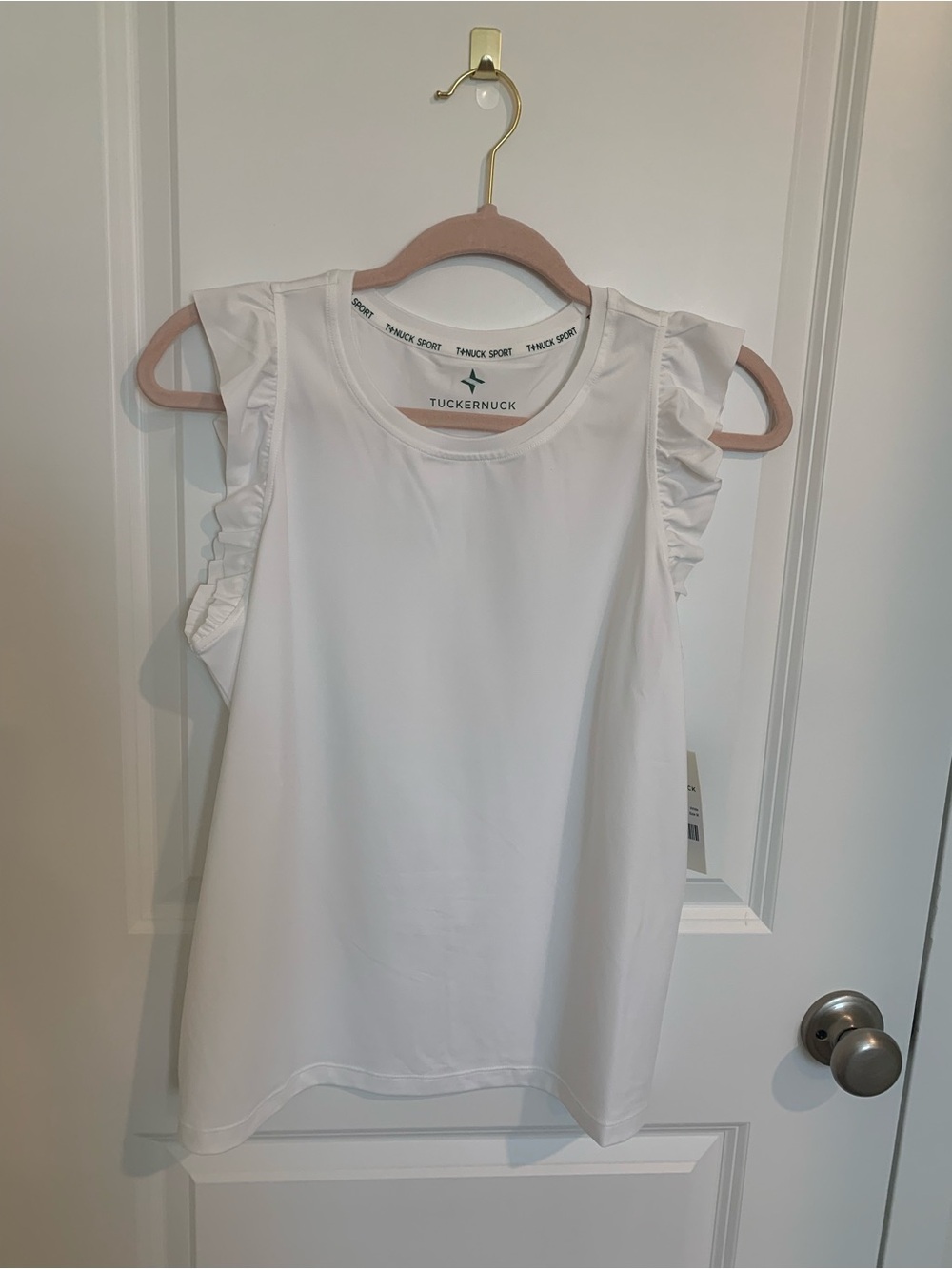 Tuckernuck Athletic White Ruffle-Sleeve Tank Top